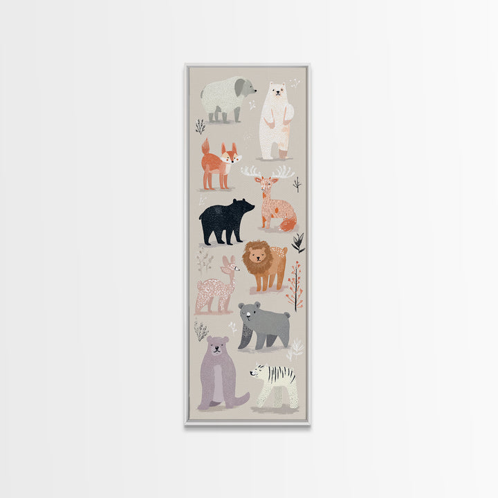 Woodland Animal Parade Canvas Print, Nursery Decor, Contemporary Art, Fine Art, Nursery, Wall Decals, Nursery Wall Decor, NDE-1x3-86