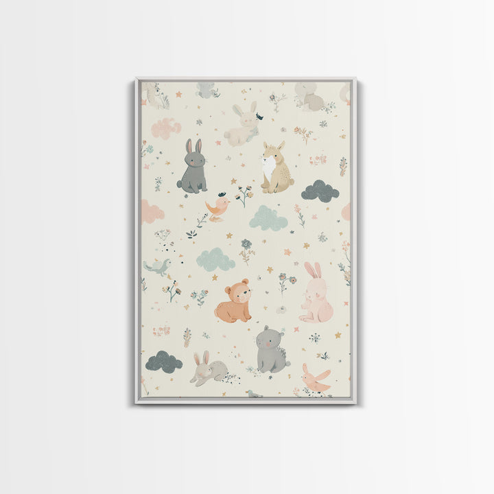 Woodland Animal Parade Canvas Print, Nursery Decor, Contemporary Art, Fine Art, Nursery, Wall Decals, Nursery Wall Decor, NDE-2x3-10