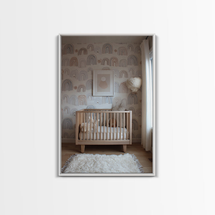 Neutral Boho Sun and Arch Shapes Framed Canvas Print, Nursery Decor, Nursery, Abstract Art, Nursery, Baby Girl Nursery Decor, NDE-2x3-43