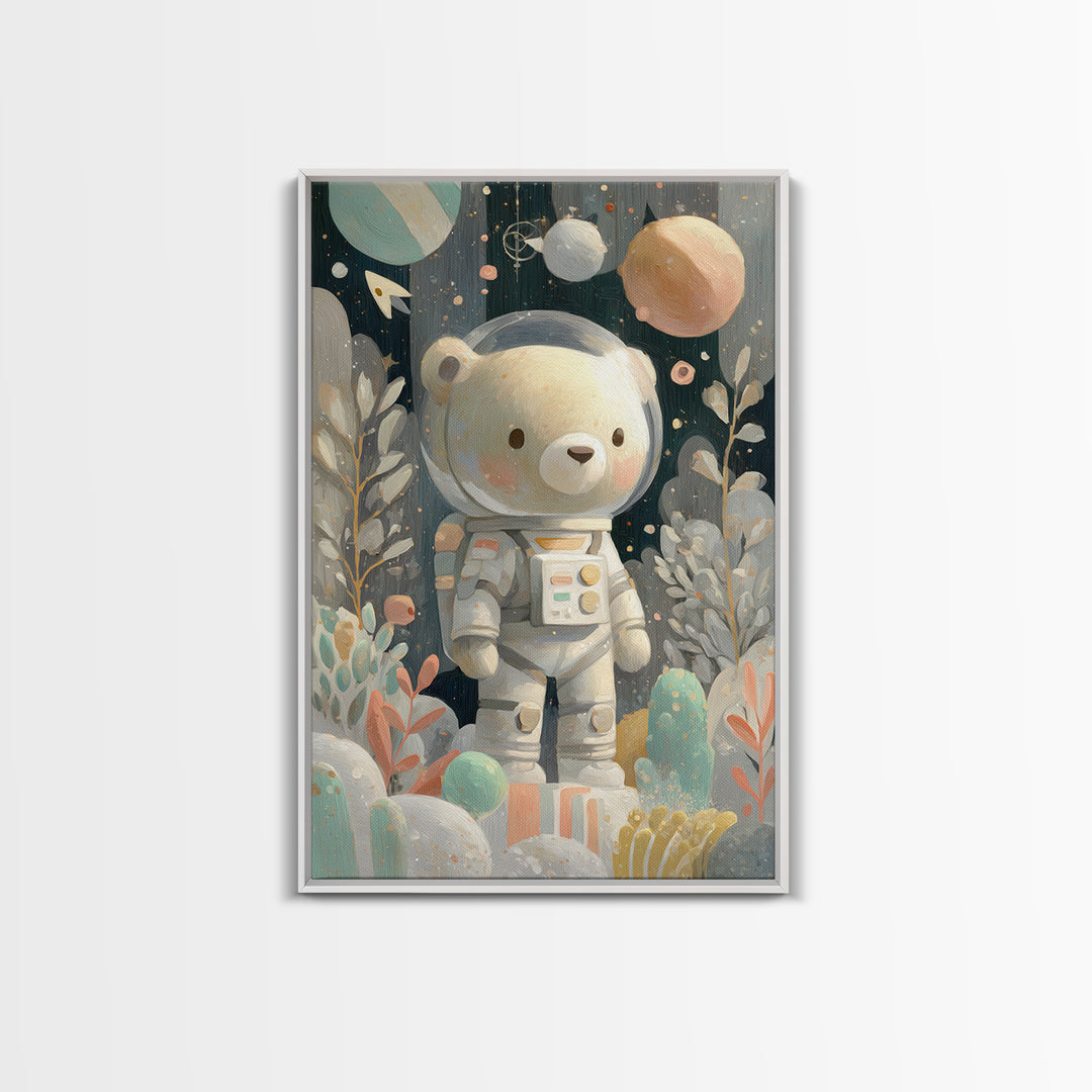Little Astronaut Bear Canvas Print, Nursery Decor, Playroom Decor, Fine Art, Nursery, Boy Nursery Decor, Gallery Decor, NDE-2x3-71