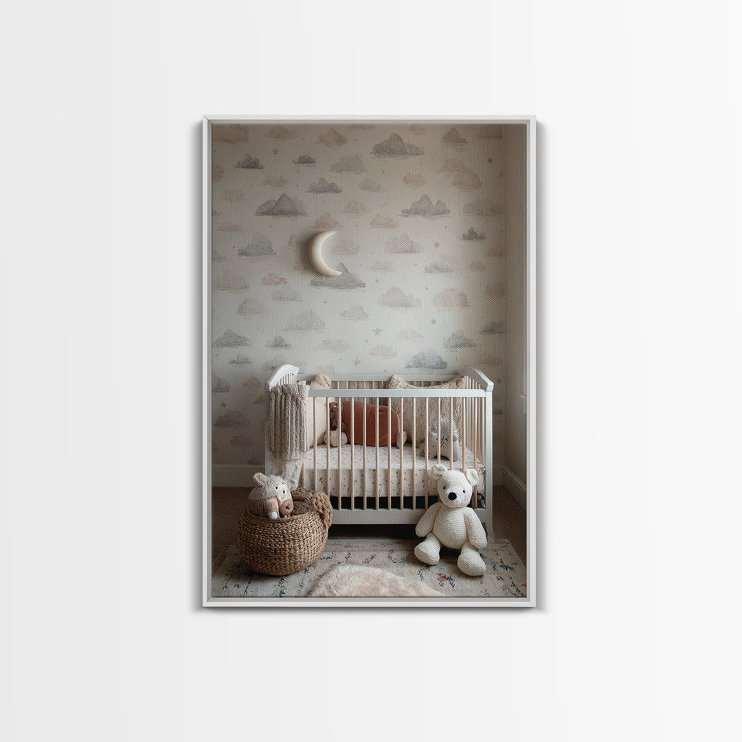Calm Mountain Nursery Landscape Framed Canvas Print, Nursery Decor, Nursery Wall Decal, Fine Art, Nursery, Minimalist Decor, NDE-2x3-8