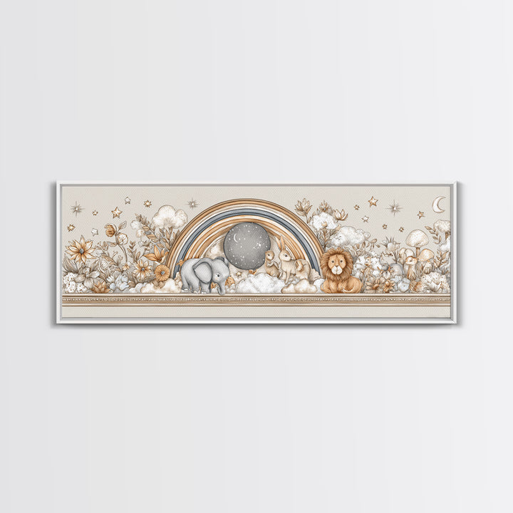 Soft Floral Initial Frame Without Letters Framed Canvas Print, Nursery Decor, Floral Wallpaper, Nursery, Fine Art Print, NDE-3x1-74