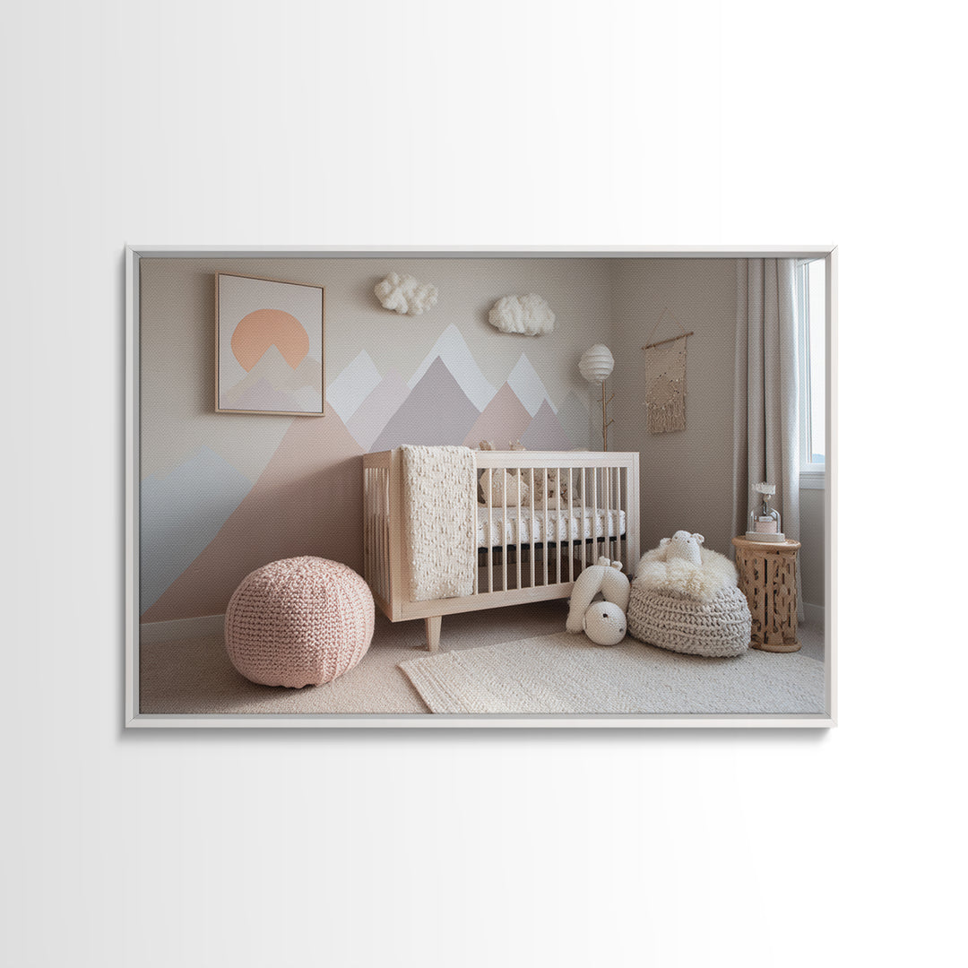 Calm Mountain Nursery Landscape Canvas Print, Nursery Decor, Luxury Decor, Fine Art, Nursery, Nursery Wall Art, Framed Wall Art, NDE-3x2-76