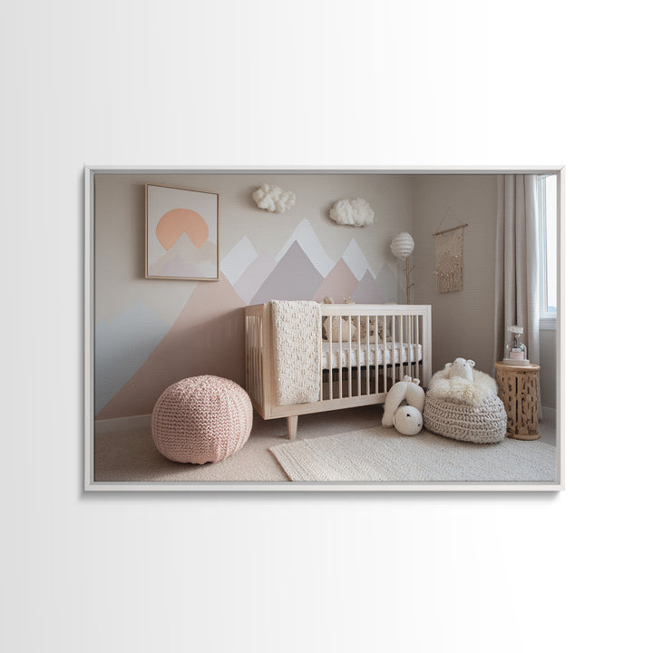 Calm Mountain Nursery Landscape Canvas Print, Nursery Decor, Luxury Decor, Fine Art, Nursery, Nursery Wall Art, Framed Wall Art, NDE-3x2-76