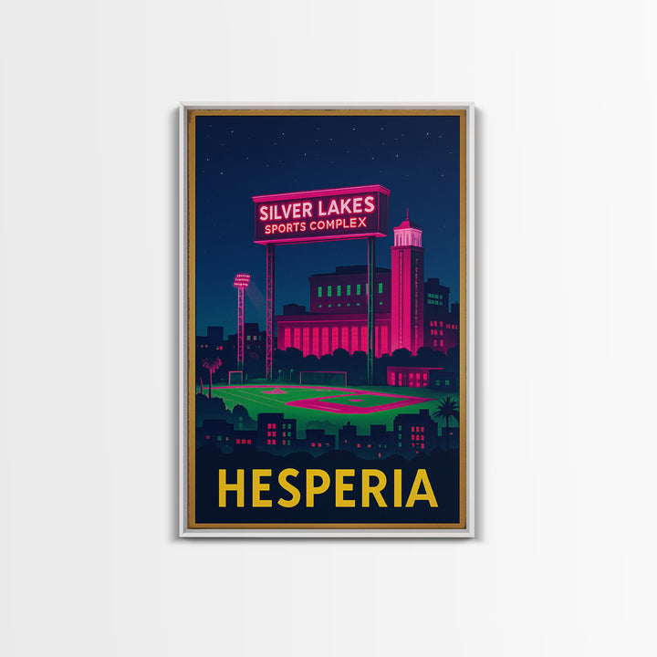 Hesperia California Travel Poster, Canvas Print, Neon Cityscape Wall Art, Hesperia Poster Print, Vintage City Poster, City Illustration