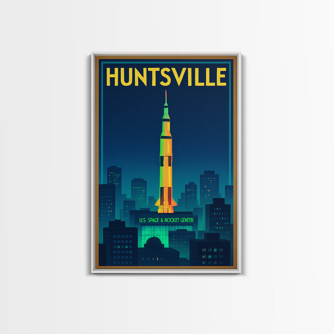 Huntsville Travel Poster, Framed Canvas Print, Cyberpunk Style City Art, Huntsville Art Print, Eclectic Wall Decor, City Travel Prints