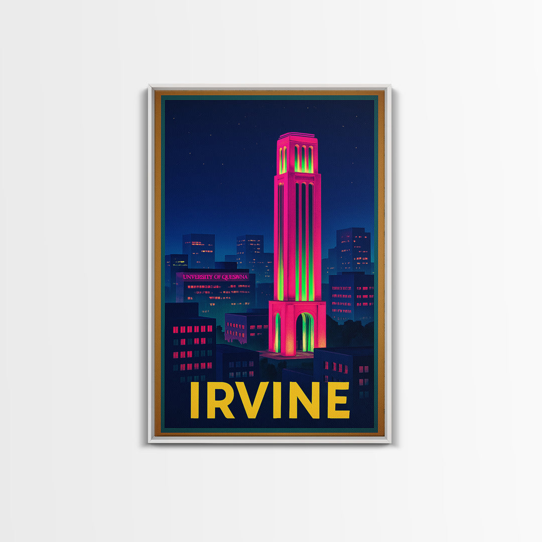 Irvine California Travel Poster, Canvas Print, Cyberpunk Style City Art, Irvine Wall Art, Watercolor City Skyline, Wall Art
