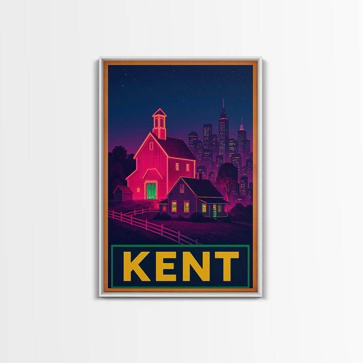 Kent Washington Travel Poster, Canvas Print, Cyberpunk Style City Art, Kent Art Print, City Art Print, Fine Art Print, Travel Art Print