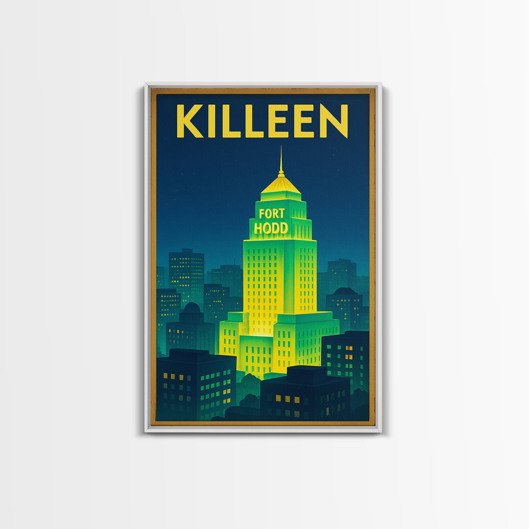 Killeen Travel Poster, Canvas Print, Electric Night Poster Art, Killeen Wall Art, Travel Poster Art, Travel Art Print, Vintage Travel Art