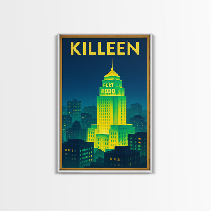 Killeen Travel Poster, Canvas Print, Electric Night Poster Art, Killeen Wall Art, Travel Poster Art, Travel Art Print, Vintage Travel Art