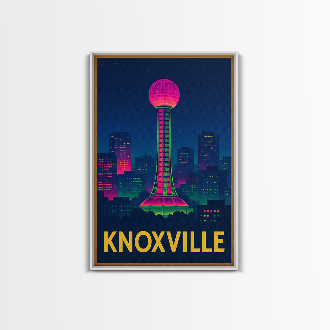 Knoxville Tennessee Travel Poster, Canvas Print, Electric Night Poster Art, Knoxville Poster Print, Wall Art, Vintage City Poster