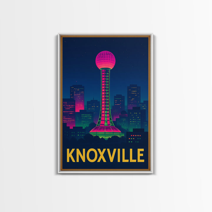 Knoxville Tennessee Travel Poster, Canvas Print, Electric Night Poster Art, Knoxville Poster Print, Wall Art, Vintage City Poster