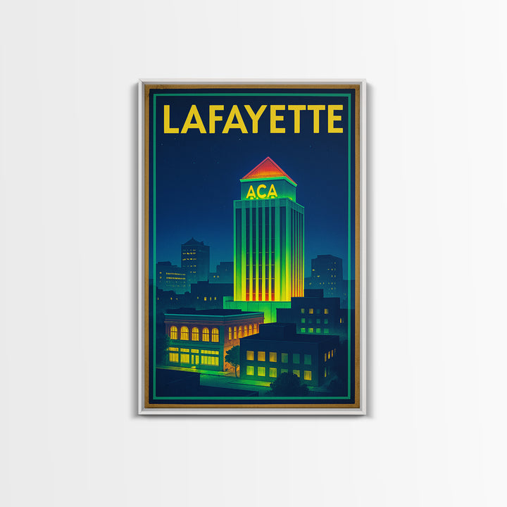 Lafayette Travel Poster, Canvas Print, Electric Night Poster Art, Lafayette Wall Art, Living Room Wall Art, Travel Wall Decor, Design 2