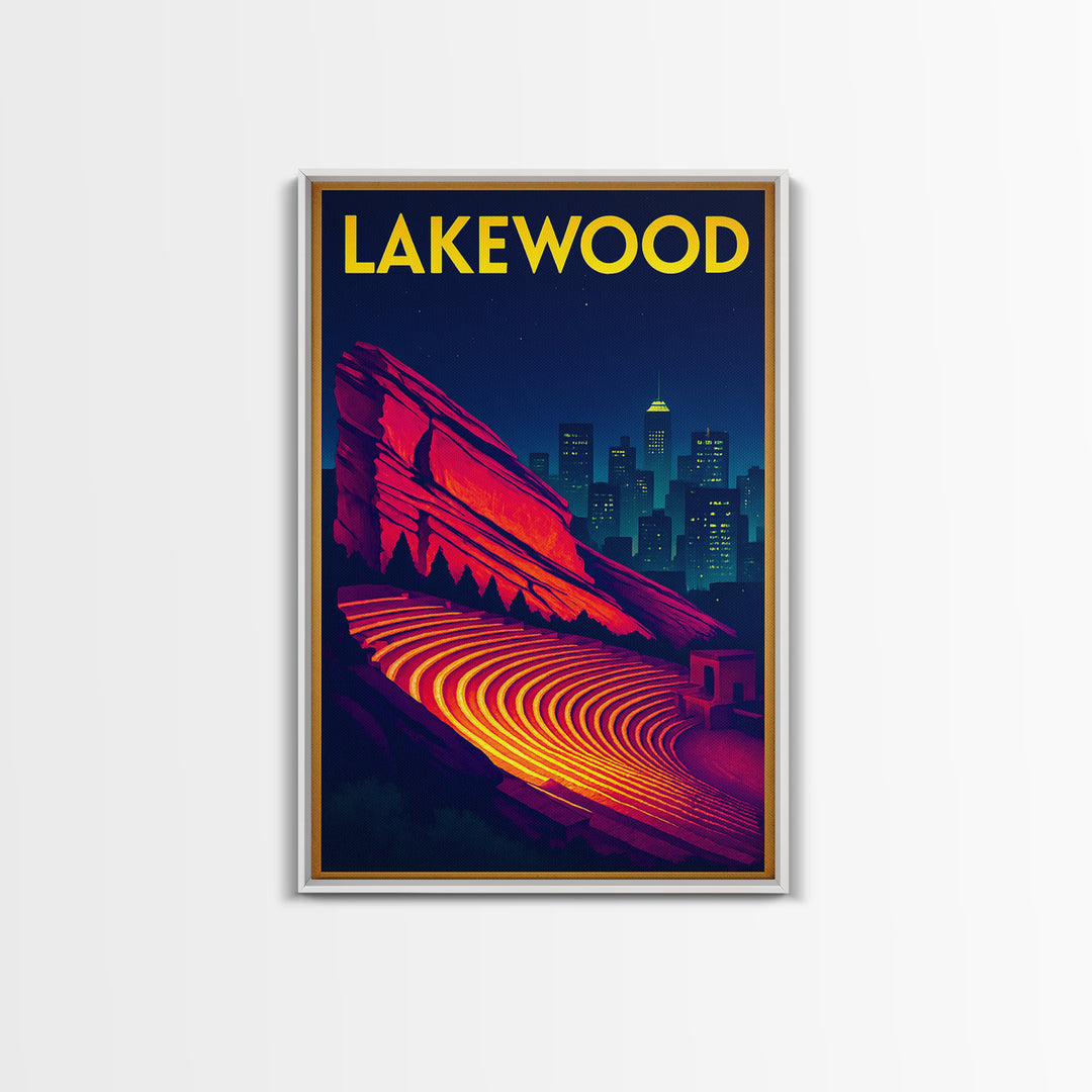 Lakewood Travel Poster, Canvas Print, Cyberpunk Style City Art, Lakewood Travel Art, Travel Wall Art, City Illustration, Fine Art Print