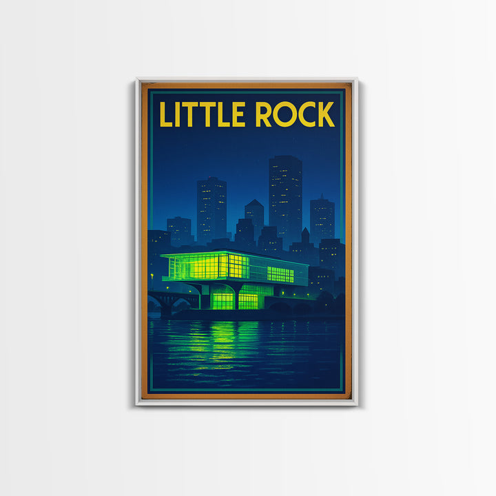 Little Rock Travel Poster, Canvas Print, Retro Neon Travel Art, Little Rock Travel Art, Wanderlust Decor, City Art Print, Gift For Travelers