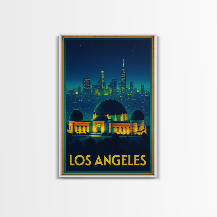 Los Angeles Travel Poster, Framed Canvas Print, Cyberpunk Style City Art, Los Angeles Wall Art, Travel Poster Art, Vintage City Poster