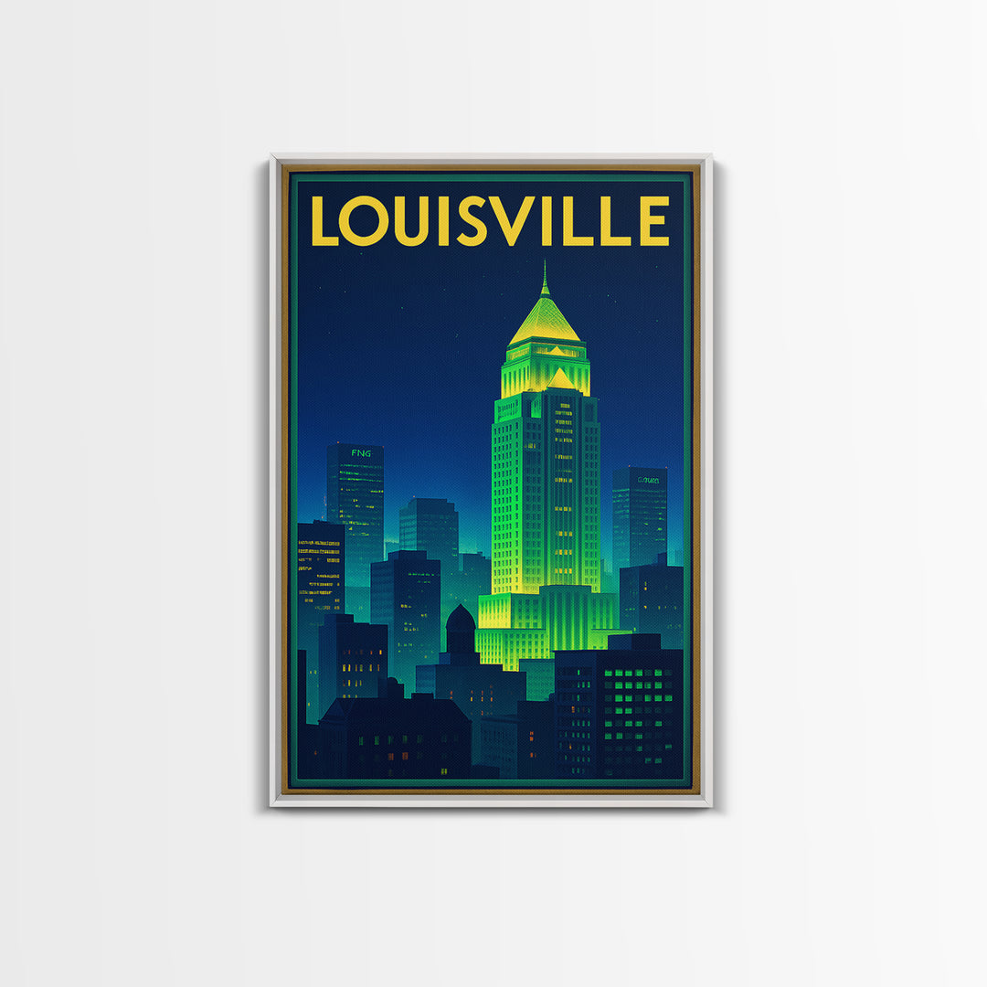 Louisville Travel Poster, Canvas Print, Cyberpunk Style City Art, Louisville Poster Print, City Travel Prints, City Art Print, Design 2
