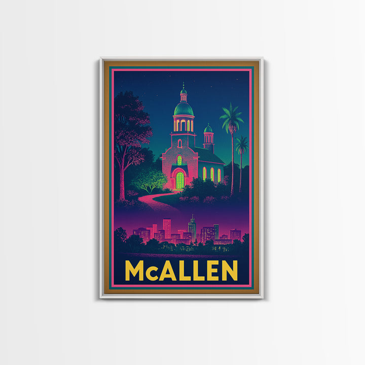 Mcallen Texas Travel Poster, Canvas Print, Cyberpunk Style City Art, Mcallen City Art, Vintage Travel Art, City Illustration, Fine Art Print