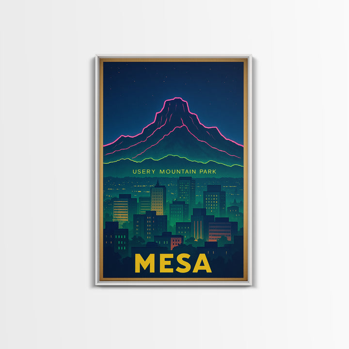 Mesa Arizona Travel Poster, Canvas Print, Neon Skyline Wall Art, Mesa Poster Print, Travel Art Print, Living Room Wall Art, City Poster