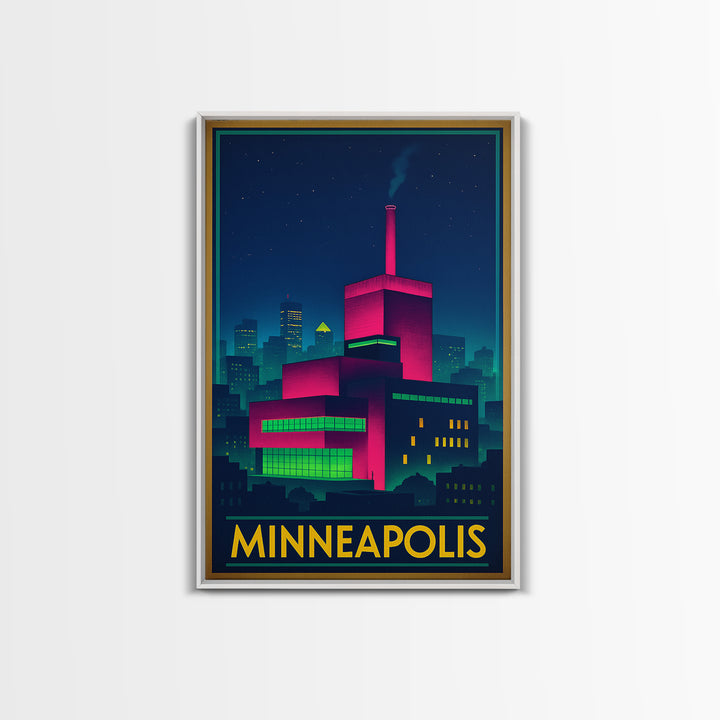 Minneapolis Minnesota Travel Poster, Canvas Print, Cyberpunk Style City Art, Minneapolis Travel Art, City Illustration, Travel Art Print