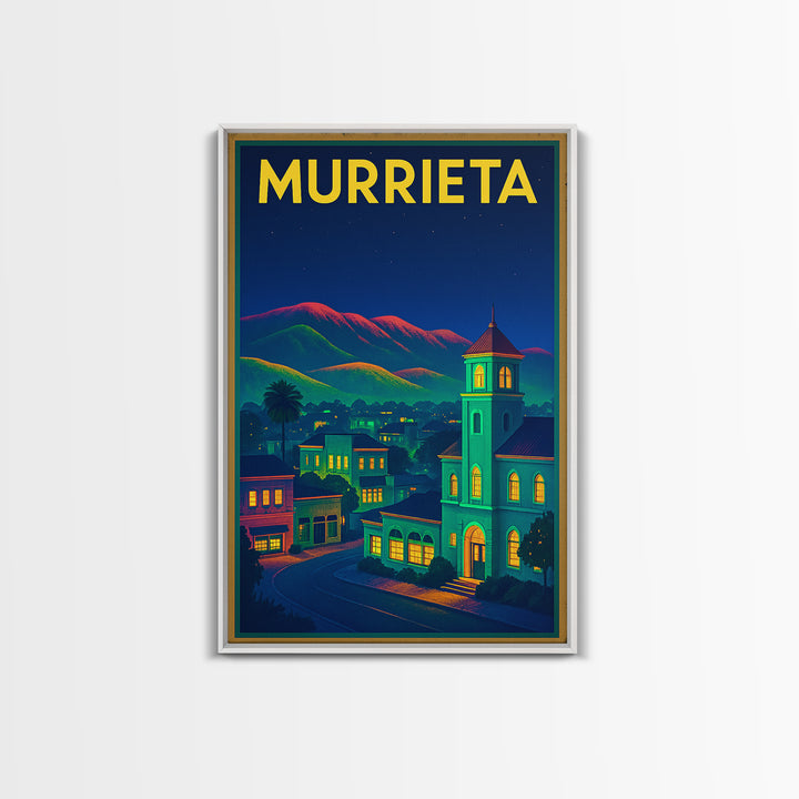 Murrieta Travel Poster, Canvas Print, Retro Neon Travel Art, Murrieta Wall Art, Mid Century Wall Art, Eclectic Wall Decor, Travel Posters