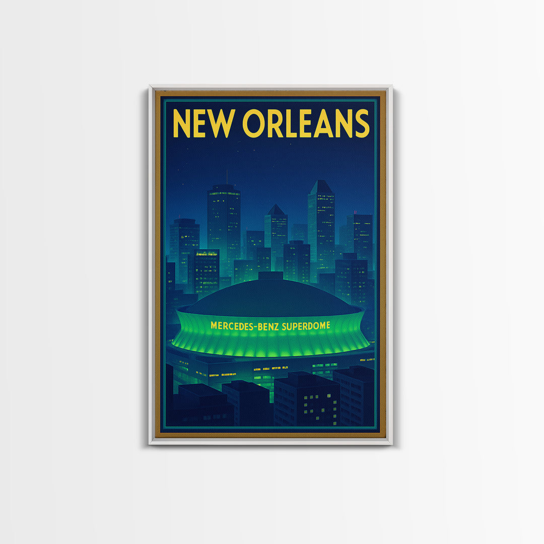New Orleans Travel Poster, Framed Canvas Print, Cyberpunk Style City Art, New Orleans Poster Print, Travel Poster Set, City Travel Prints