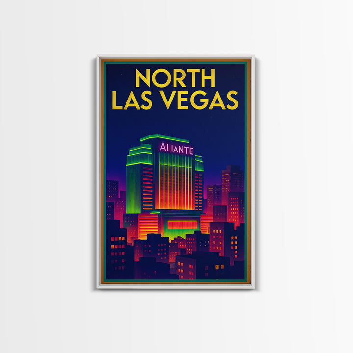 North Las Vegas Travel Poster, Framed Canvas Print, Retro Neon Travel Art, North Las Vegas Travel Art, Travel Poster Set, Modern Wall Decor