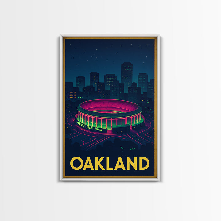 Oakland California Travel Poster, Canvas Print, Retro Neon Travel Art, Oakland Wall Art, Retro Travel Print, Wanderlust Decor, Retro Poster