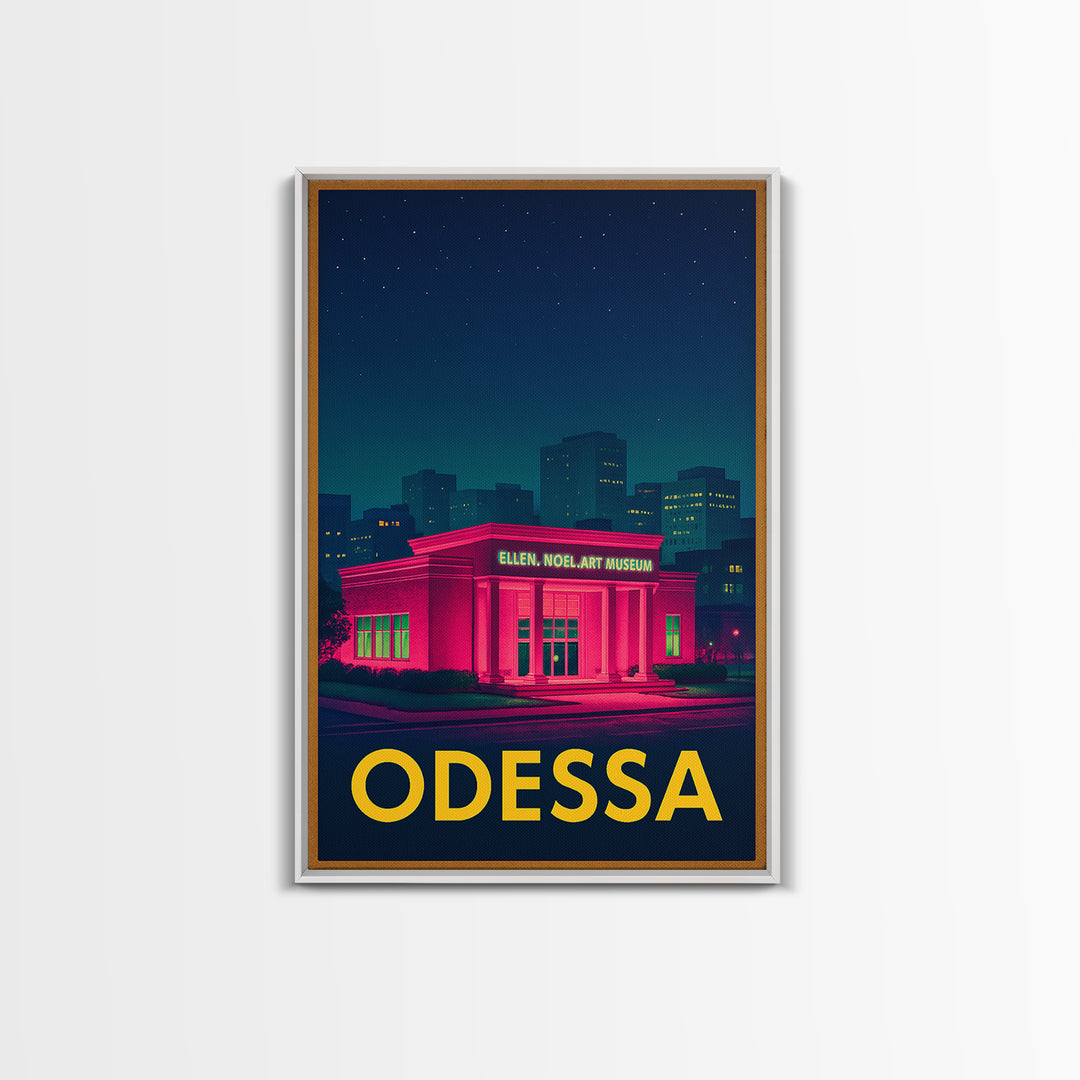 Odessa Texas Travel Poster, Canvas Print, Electric Night Poster Art, Odessa Wall Art, Gift For Travelers, Mid Century Wall Art, Office Decor