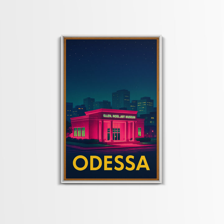Odessa Texas Travel Poster, Canvas Print, Electric Night Poster Art, Odessa Wall Art, Gift For Travelers, Mid Century Wall Art, Office Decor
