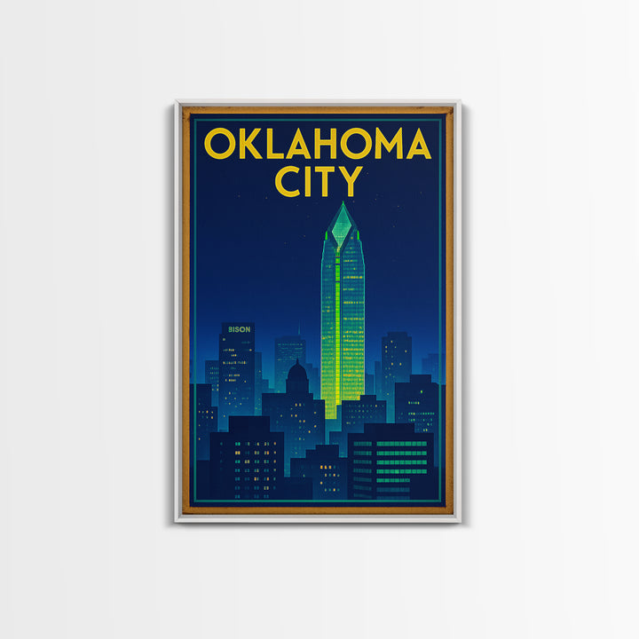 Oklahoma City Travel Poster, Canvas Print, Electric Night Poster Art, Oklahoma City Art Print, Fine Art Print, City Art Print, Design 2