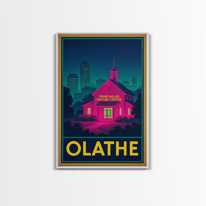 Olathe Kansas Travel Poster, Framed Canvas Print, Cyberpunk Style City Art, Olathe Art Print, Retro Travel Print, Vintage Travel Art