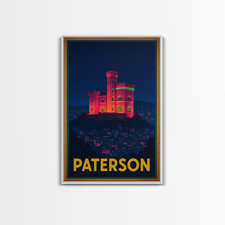 Paterson New Jersey Travel Poster, Canvas Print, Cyberpunk Style City Art, Paterson Poster Print, Travel Art Print, Watercolor Skyline