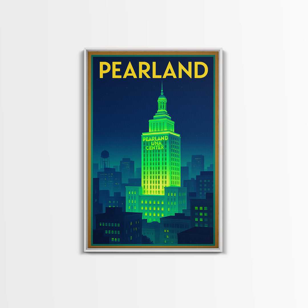 Pearland Travel Poster, Canvas Print, Cyberpunk Style City Art, Pearland Wall Art, Gift For Travelers, Travel Poster Set, Travel Wall Decor