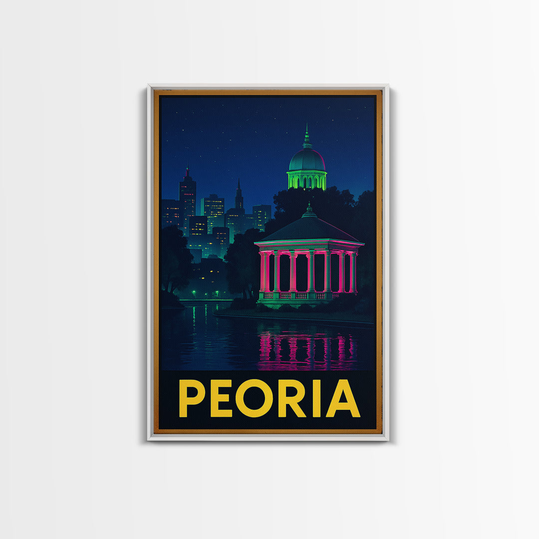 Peoria Arizona Travel Poster, Canvas Print, Electric Night Poster Art, Peoria City Art, Skyline Art, City Art Print, Retro Travel Print