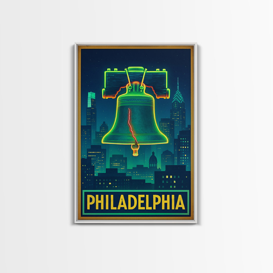 Philadelphia Travel Poster, Canvas Print, Electric Night Poster Art, Philadelphia City Art, Travel Poster Set, Travel Art Print
