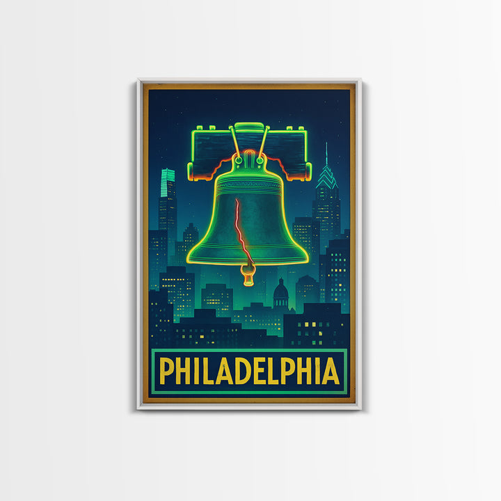 Philadelphia Travel Poster, Canvas Print, Electric Night Poster Art, Philadelphia City Art, Travel Poster Set, Travel Art Print