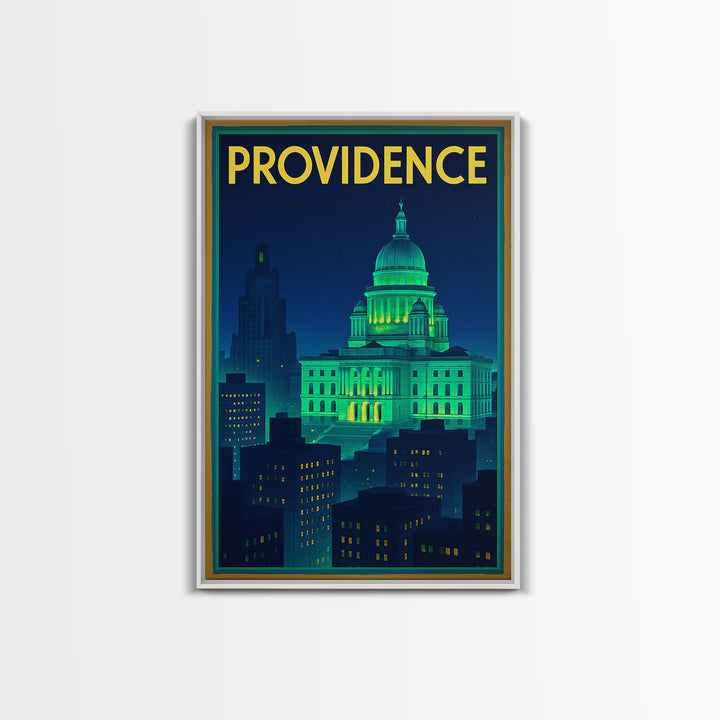 Providence Travel Poster, Canvas Print, Neon Skyline Art Wall Art, Providence Poster Print, Modern Wall Decor, Travel Wall Art, Design 2