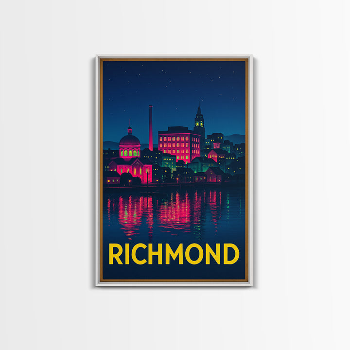 Richmond Virginia Travel Poster, Canvas Print, Cyberpunk Style City Art, Richmond Art Print, Fine Art Print, Travel Art Print, Retro Poster