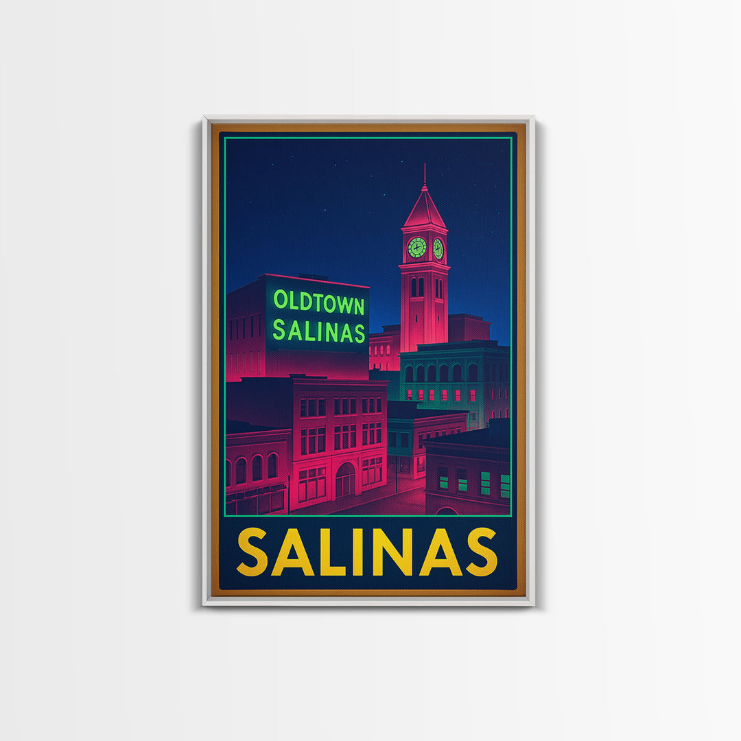 Salinas California Travel Poster, Canvas Print, Cyberpunk Style City Art, Salinas Wall Art, Wall Decor, Travel Wall Decor, Office Decor