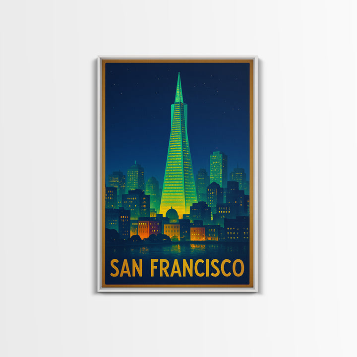 San Francisco California Travel Poster, Canvas Print, Retro Neon Travel Art, San Francisco Travel Art, Travel Poster Art, Travel Wall Decor
