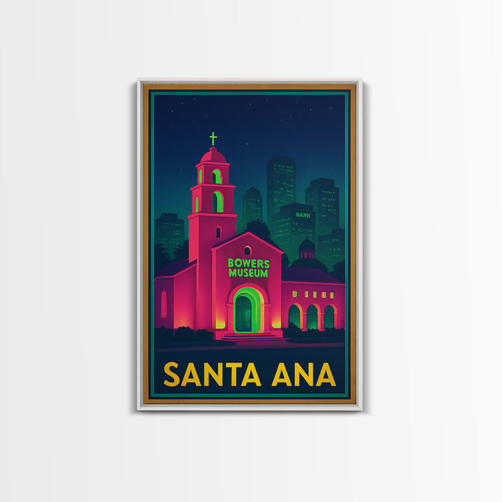 Santa Ana California Travel Poster, Canvas Print, Cyberpunk Style City Art, Santa Ana City Art, Fine Art Print, Wall Art, City Art Print