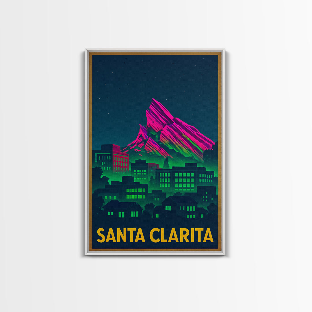 Santa Clarita California Travel Poster, Canvas Print, Electric Night Poster Art, Santa Clarita Art Print, Fine Art Print, City Art Print