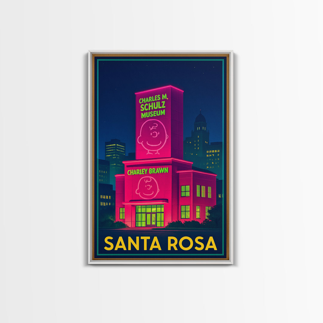 Santa Rosa California Travel Poster, Canvas Print, Electric Night Poster Art, Santa Rosa Poster Print, City Art Print, Vintage City Art