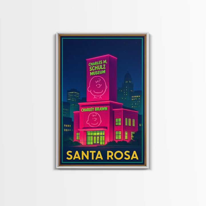 Santa Rosa California Travel Poster, Canvas Print, Electric Night Poster Art, Santa Rosa Poster Print, City Art Print, Vintage City Art