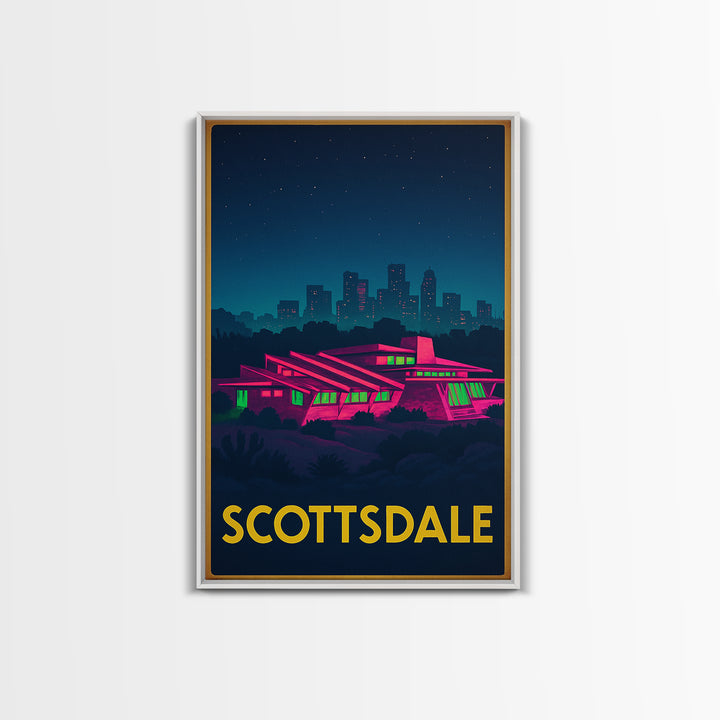 Scottsdale Arizona Travel Poster, Canvas Print, Neon Downtown Skyline Wall Art, Scottsdale Print, Art Print, Art Print, Wanderlust Decor