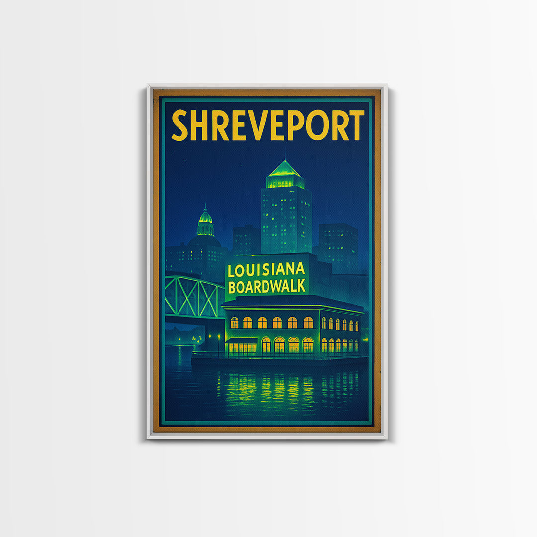 Shreveport Travel Poster, Canvas Print, Cyberpunk Style City Art, Shreveport Art Print, City Travel Prints, Travel Poster Set, Design 2