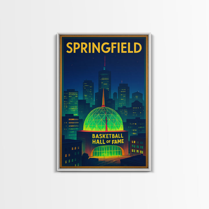 Springfield Travel Poster, Canvas Print, Cyberpunk Style City Art, Springfield Poster Print, City Art Print, Living Room Wall Art
