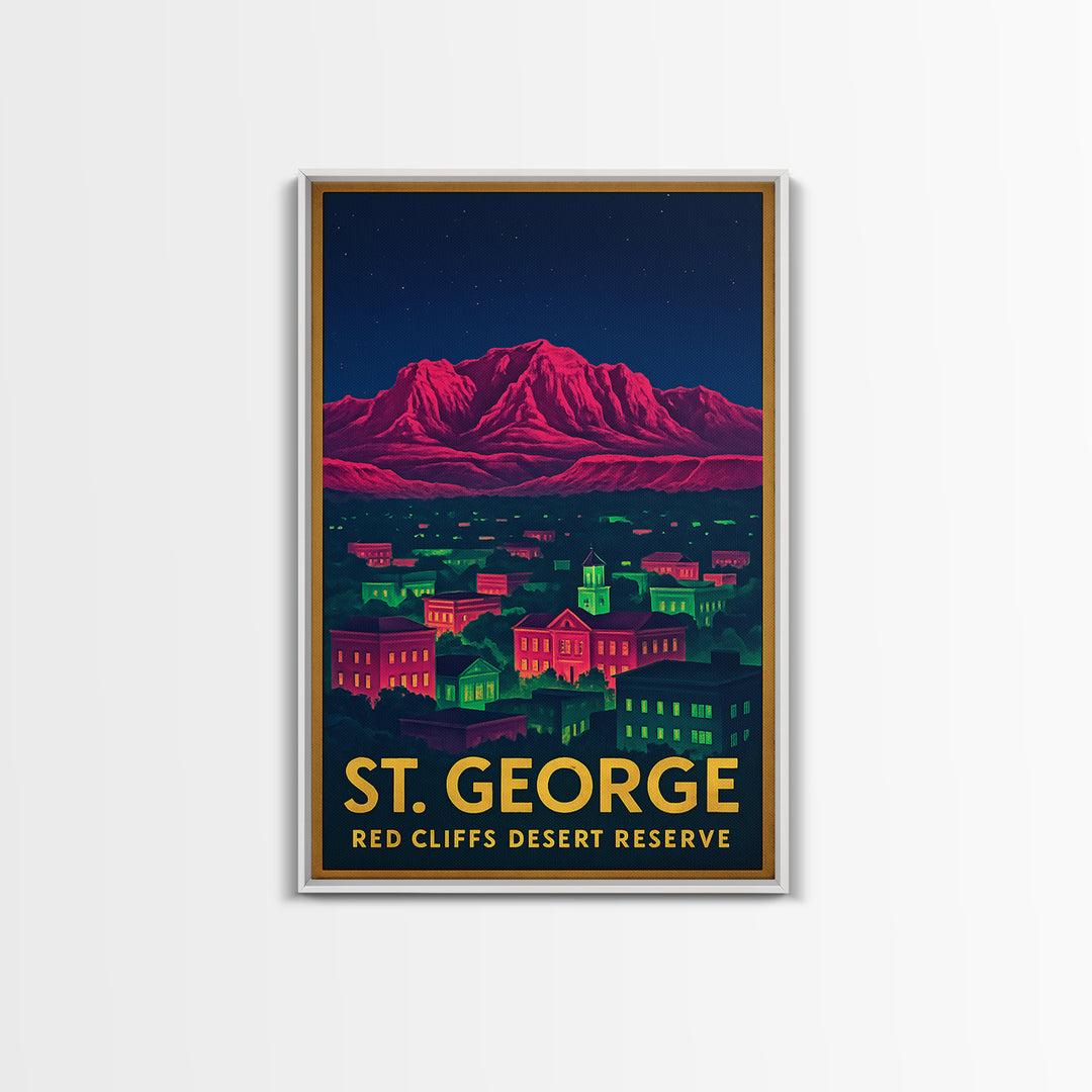 St George Utah Travel Poster, Canvas Print, Cyberpunk Style City Art, St George Art Print, Travel Art Print, Art Print, City Travel Prints