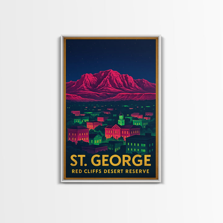 St George Utah Travel Poster, Canvas Print, Cyberpunk Style City Art, St George Art Print, Travel Art Print, Art Print, City Travel Prints